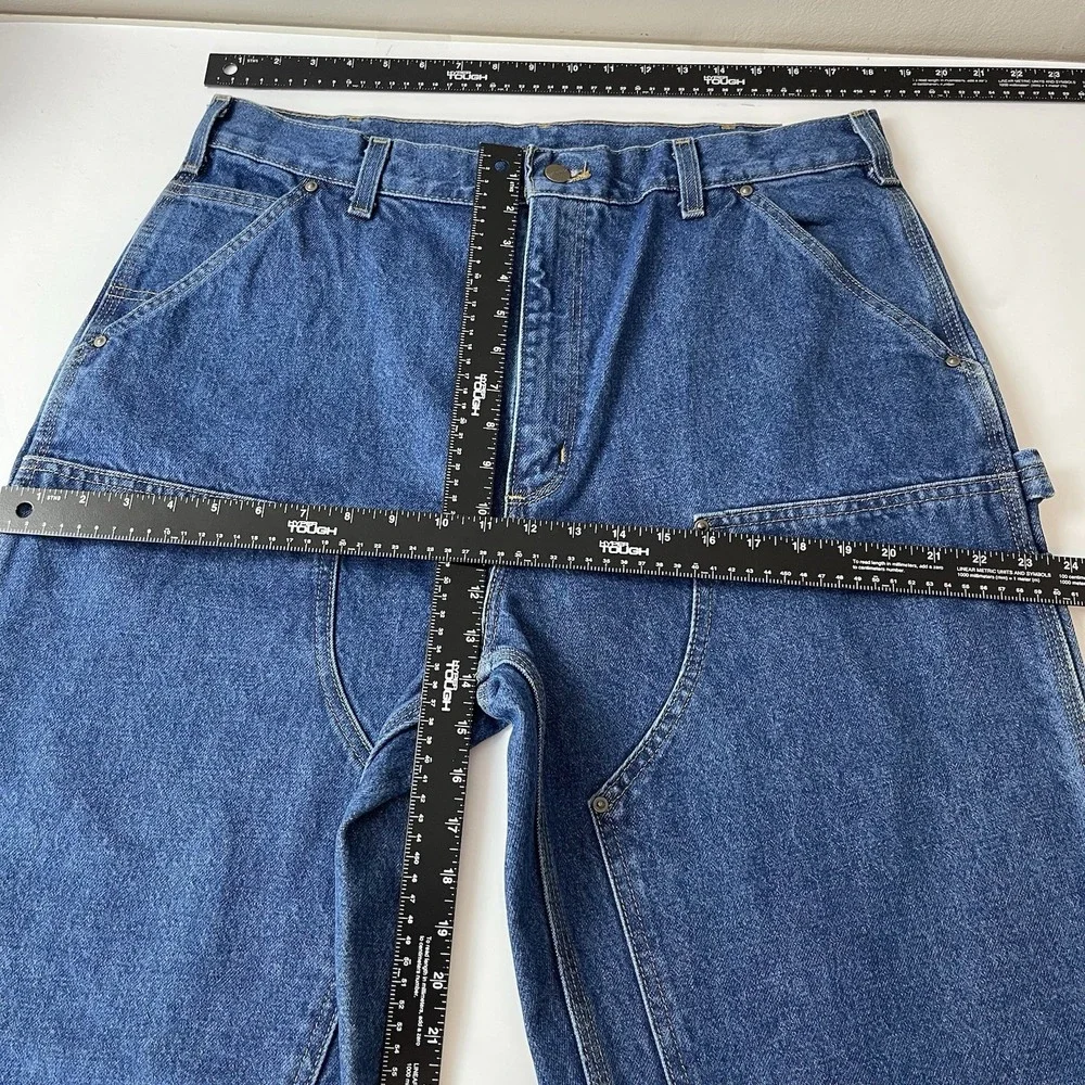 Carhartt Jeans Mens 36x36 Blue B73DST Loose Double Knee Dungaree Workwear NEW - Picture 8 of 10